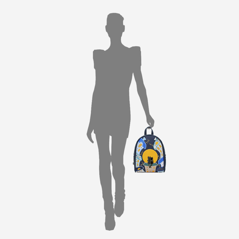 Кожаный рюкзак Protege, 348-194 "Город №6" синий