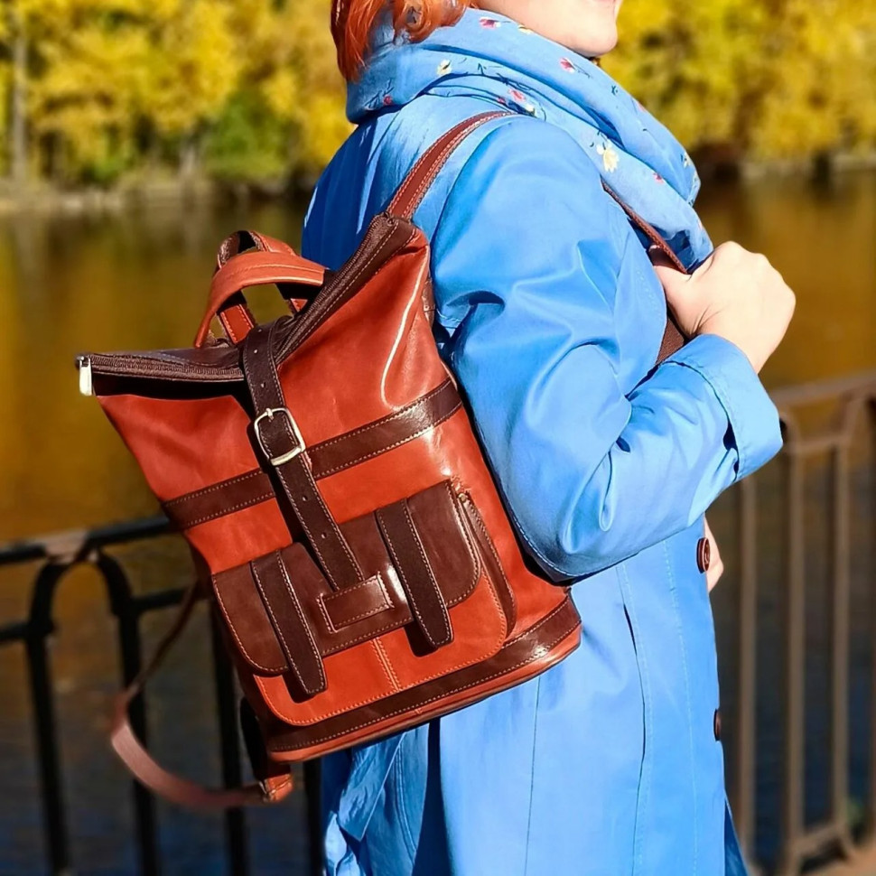 Сумка-рюкзак Natalia Kalinovskaya 54.602 Джойс рыжий/коричневый гладкая Сумка-рюкзак Natalia Kalinovskaya 54.602 Джойс рыжий/коричневый гладкая