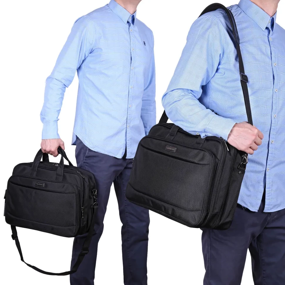 Мужская сумка раздвижная из текстиля Numanni 882 чёрная Мужская сумка раздвижная из текстиля Numanni 882 чёрная