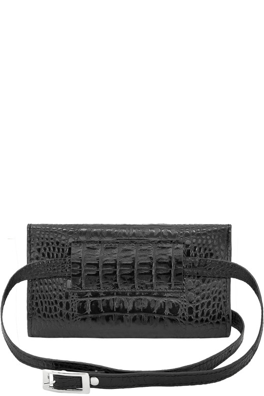 Сумка женская поясная Protege, Ц-398.3 чёрная рептилия/кайман