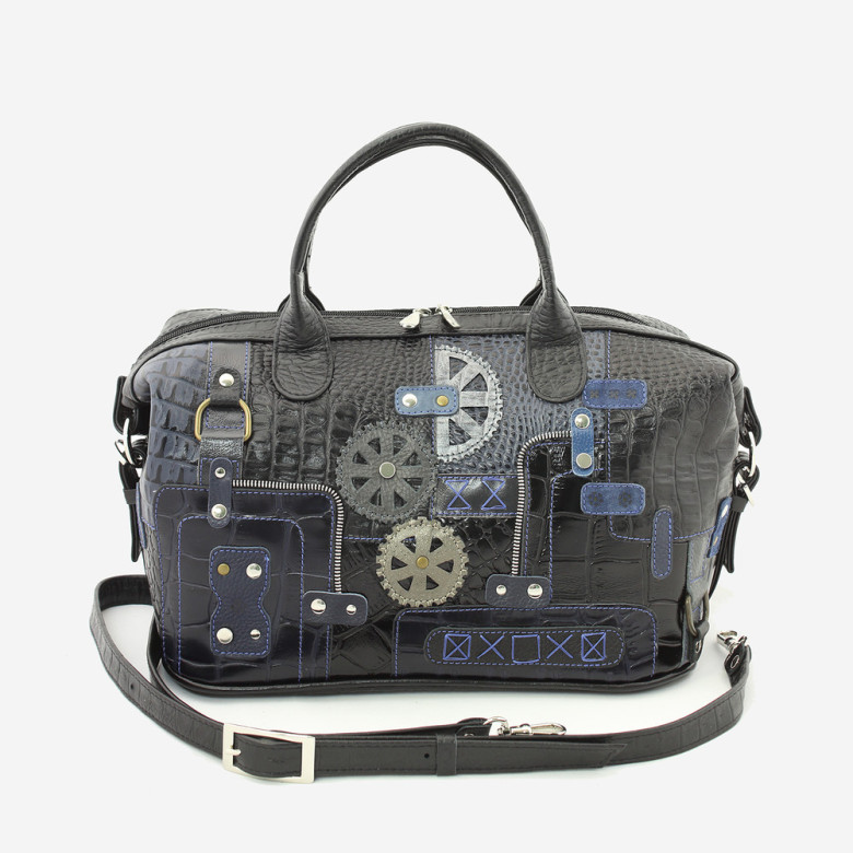 Сумка-саквояж Protege, ДС-195-156 Техно чёрно-синяя рептилия