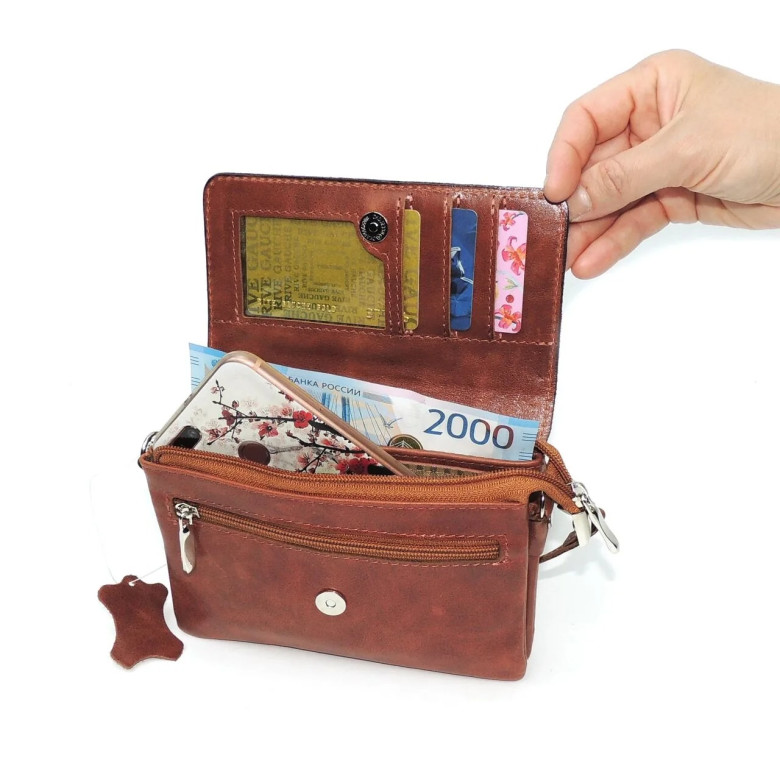 Женская сумочка кошелёк Natalia Kalinovskaya С53т.601 рыжая Женская сумочка кошелёк Natalia Kalinovskaya С53т.601 рыжая