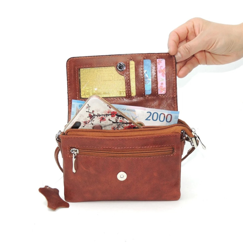 Женская сумочка кошелёк Natalia Kalinovskaya С53т.601 рыжая Женская сумочка кошелёк Natalia Kalinovskaya С53т.601 рыжая