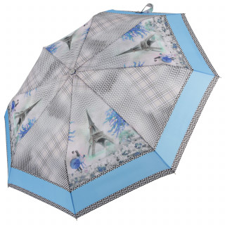 Зонт женский FABRETTI, UFLR0013-9 голубой/серый