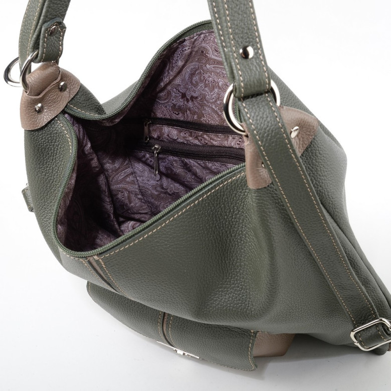 Сумка-рюкзак Sumkov 284 зелёная/бежевая Сумка-рюкзак Sumkov 284 зелёная/бежевая