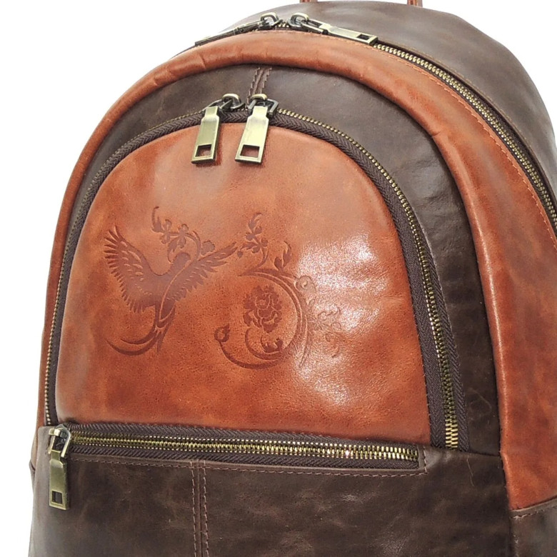 Рюкзак женский Natalia Kalinovskaya Р-43.602-1 «Леона» коричневый/рыжий гладкий