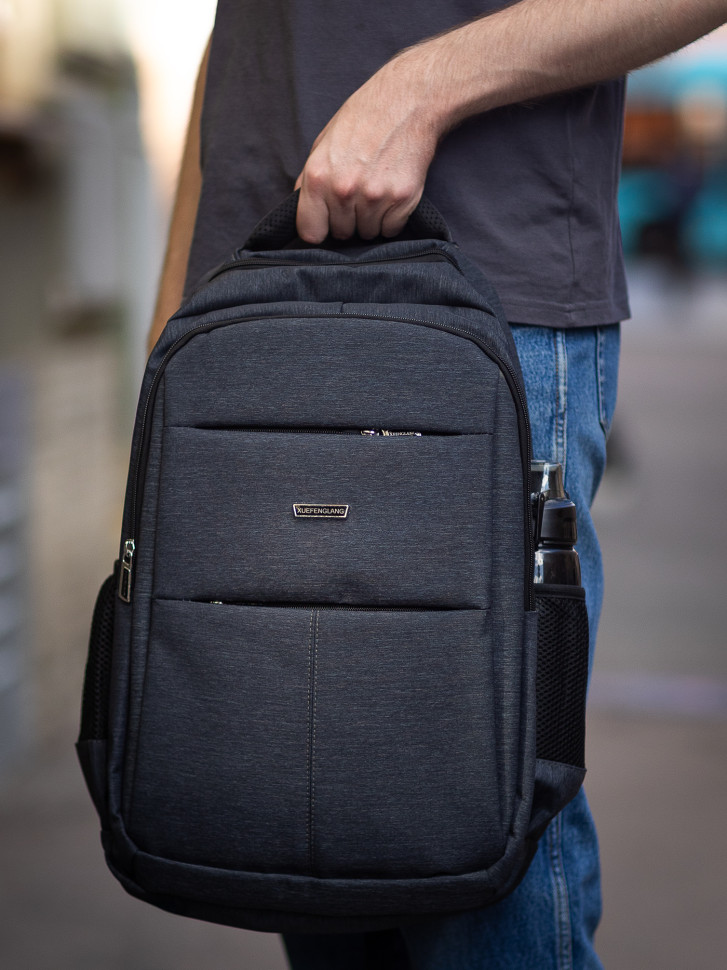 Рюкзак с ортопедической спинкой 2268 чёрный, с нагрудным ремнём 