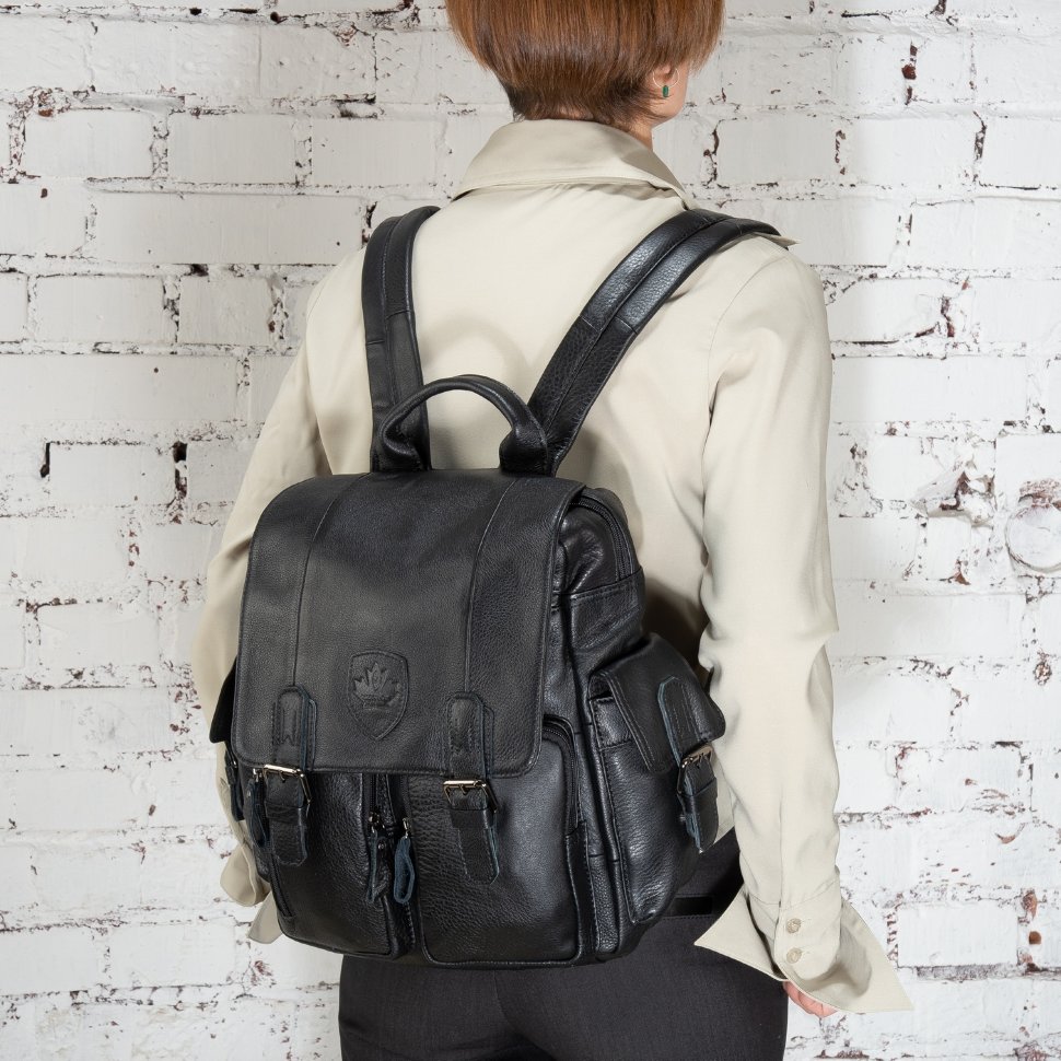 Рюкзак Zinixs "Кленовый лист" из натуральной кожи 3906-1 чёрный Рюкзак Zinixs "Кленовый лист" из натуральной кожи 3906-1 чёрный