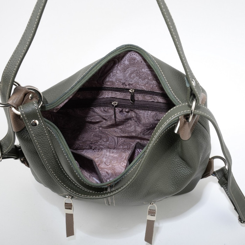 Сумка-рюкзак Sumkov 286/1 зелёная/бежевая Сумка-рюкзак Sumkov 286/1 зелёная/бежевая