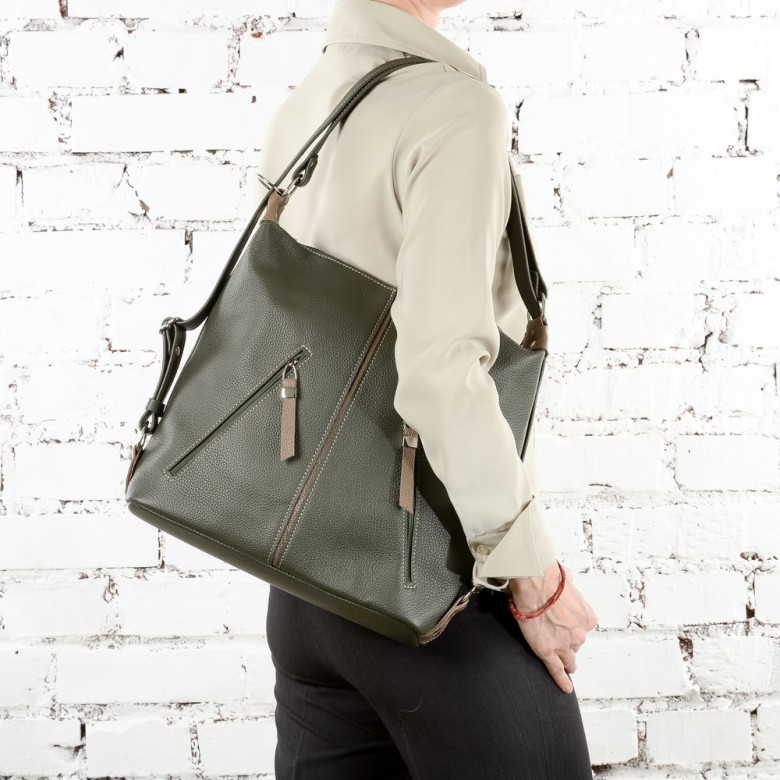 Сумка-рюкзак Sumkov 286/1 зелёная/бежевая Сумка-рюкзак Sumkov 286/1 зелёная/бежевая