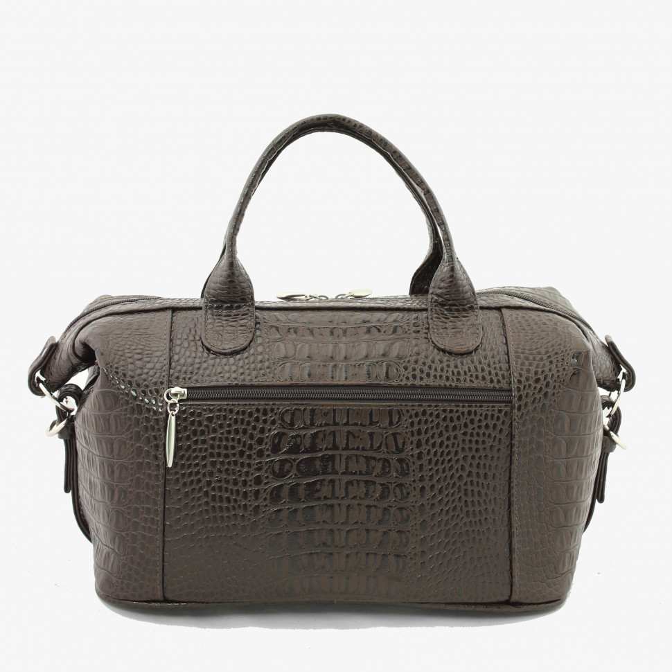 Сумка-саквояж Protege, ДС-195-93 Сова тёмно-коричневая рептилия