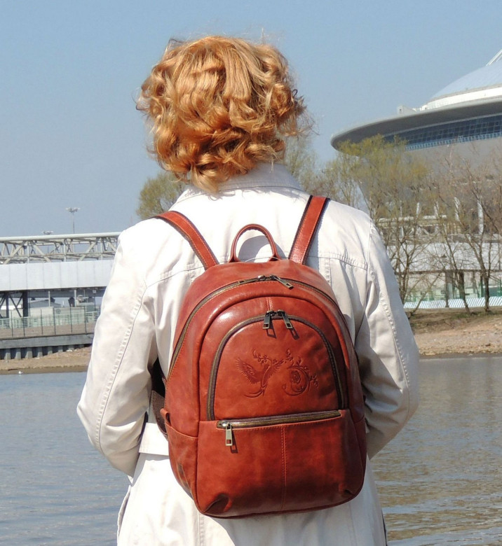 Рюкзак женский Natalia Kalinovskaya, Р43-602 «Като» рыжий/коричневый