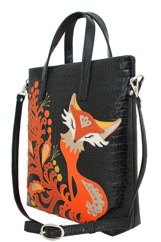 Сумка женская Protege, ДС-220-176 Лиса №2 чёрная рептилия кайман Сумка женская Protege, ДС-220-176 Лиса №2 чёрная рептилия кайман