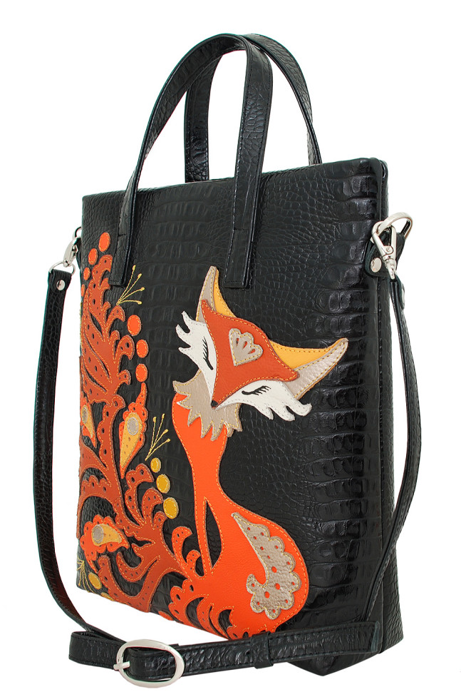 Сумка женская Protege, ДС-220-176 Лиса №2 чёрная рептилия кайман Сумка женская Protege, ДС-220-176 Лиса №2 чёрная рептилия кайман