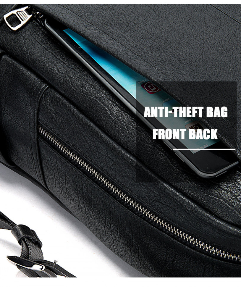 Большой мужской рюкзак из натуральной кожи 8723 чёрный Большой мужской рюкзак из натуральной кожи 8723 чёрный