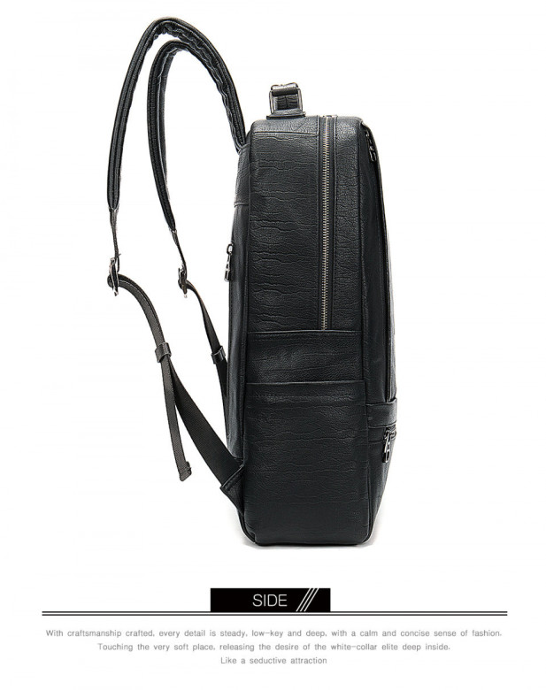 Большой мужской рюкзак из натуральной кожи 8723 чёрный