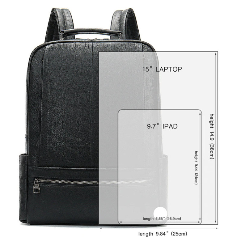 Большой мужской рюкзак из натуральной кожи 8723 чёрный