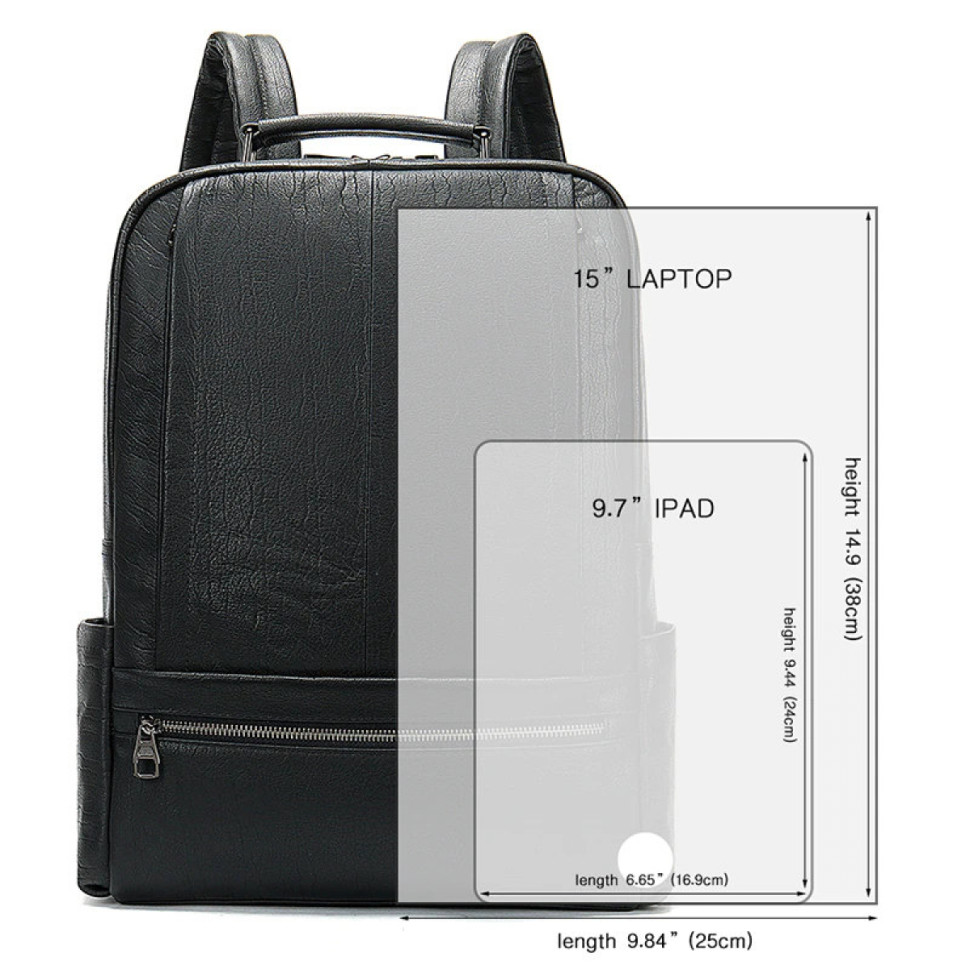 Большой мужской рюкзак из натуральной кожи 8723 чёрный Большой мужской рюкзак из натуральной кожи 8723 чёрный