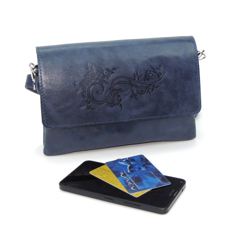 Синяя женская кожаная сумка Natalia Kalinovskaya «Роксан» Растение Синяя женская кожаная сумка Natalia Kalinovskaya «Роксан» Растение