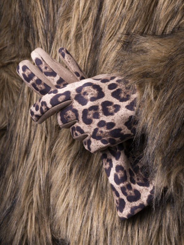 Перчатки женские Victory Леопард бежевые