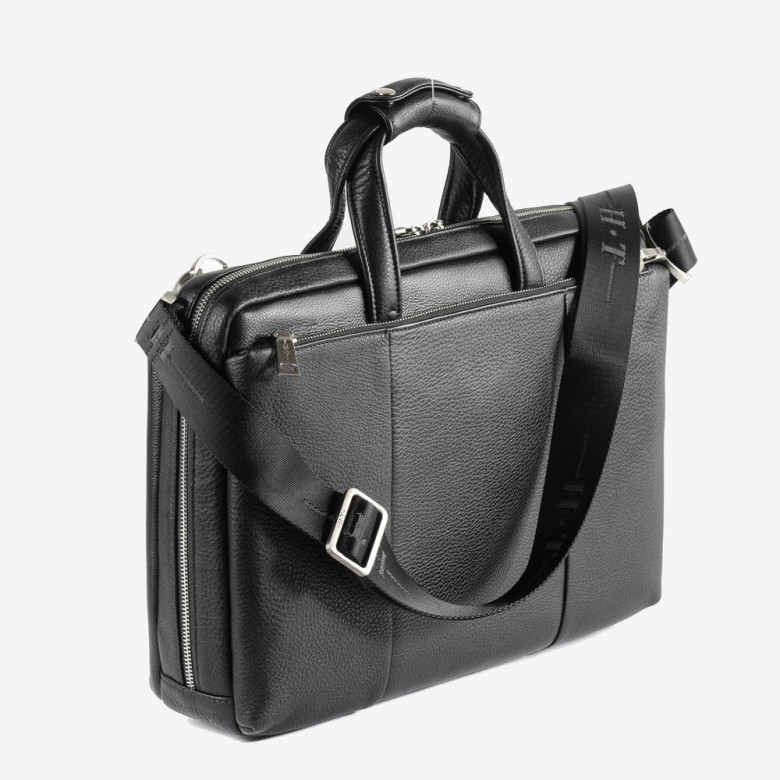 Мужской портфель из натуральной кожи Hight Touch 1439A чёрный Мужской портфель из натуральной кожи Hight Touch 1439A чёрный