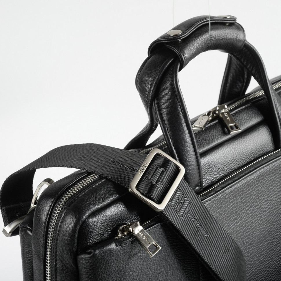 Мужской портфель из натуральной кожи Hight Touch 1439A чёрный Мужской портфель из натуральной кожи Hight Touch 1439A чёрный