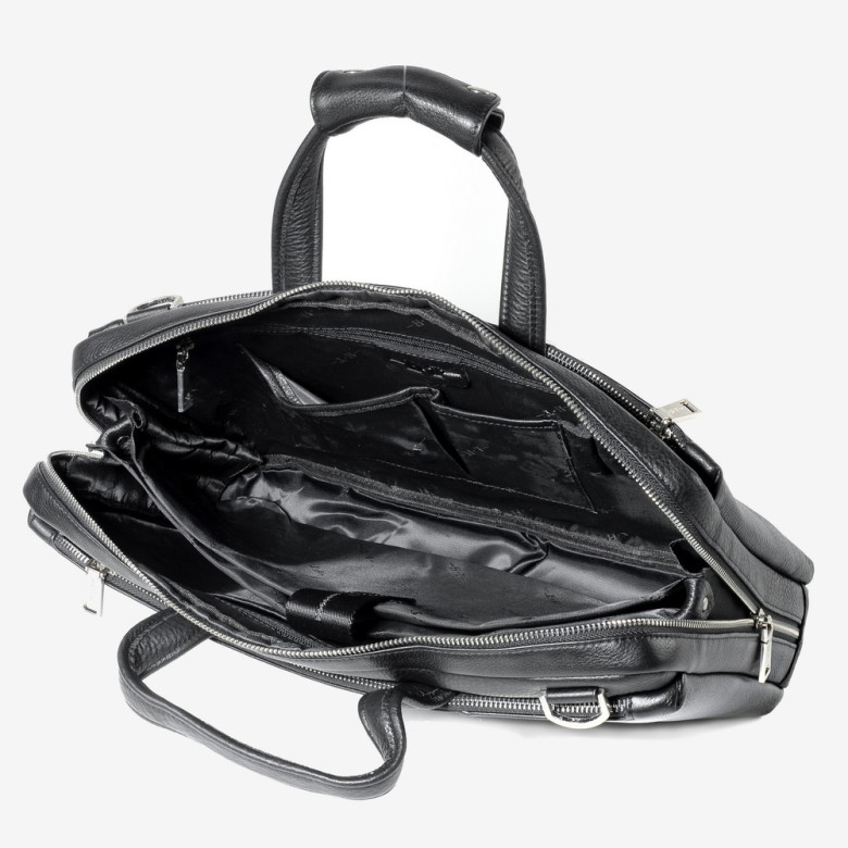 Мужской портфель из натуральной кожи Hight Touch 1439A чёрный Мужской портфель из натуральной кожи Hight Touch 1439A чёрный