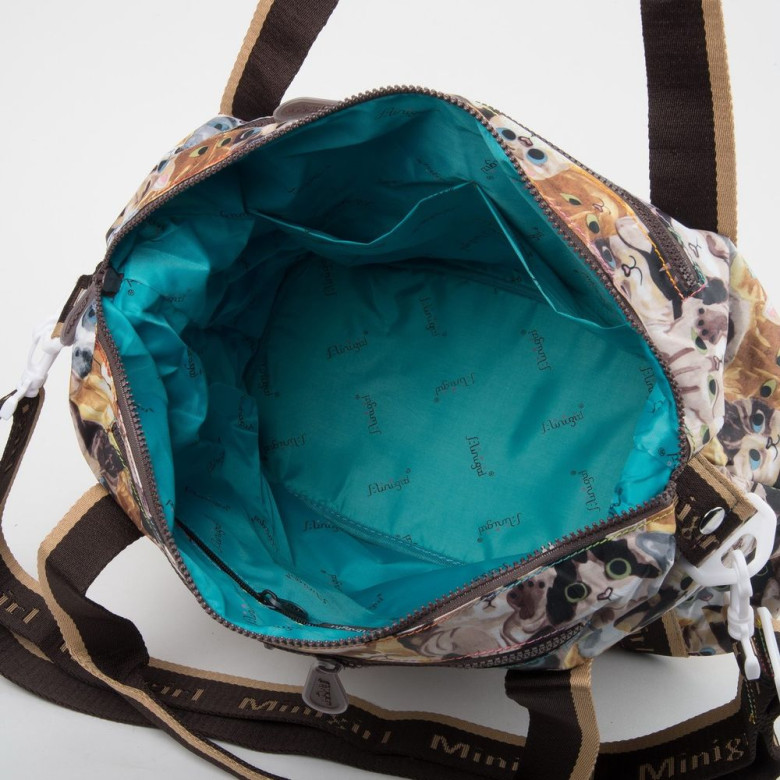 Сумка женская текстильная Minigirl 3015 коты коричневая Сумка женская текстильная Minigirl 3015 коты коричневая