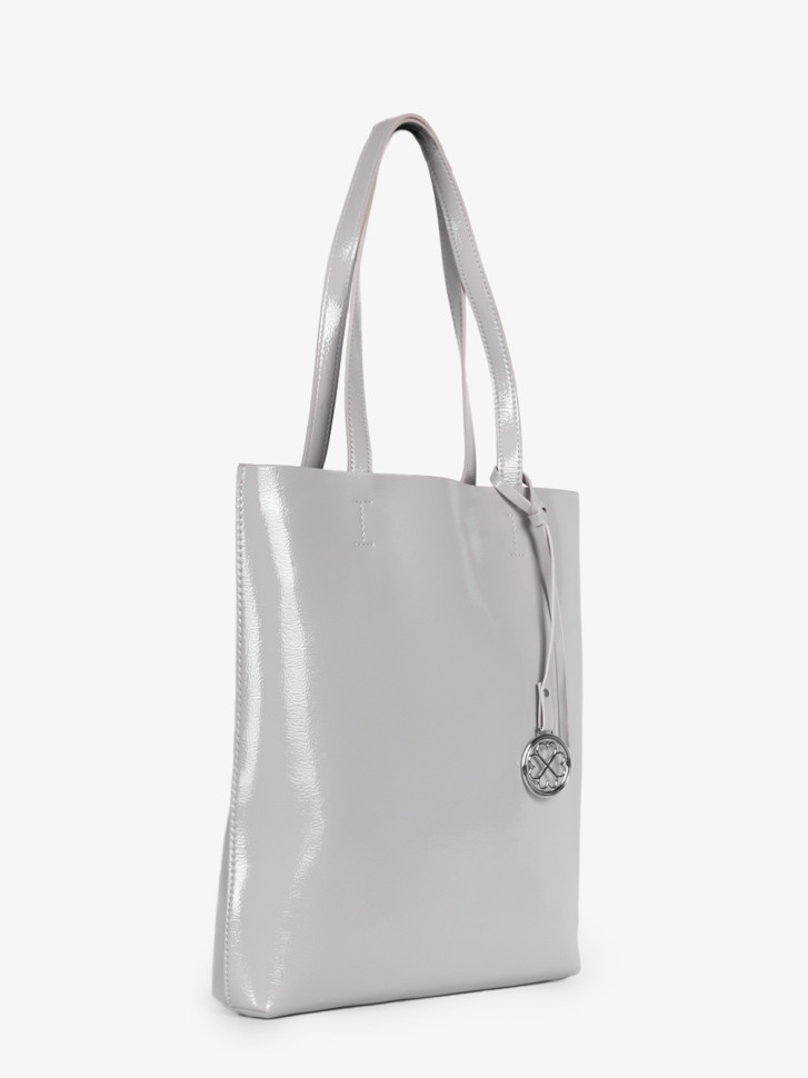 Сумка женская Baggins KDL-1300 лак светло-серая