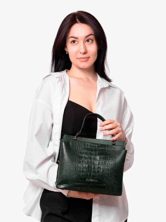Сумка женская Karya 2427 зеленый крокодил