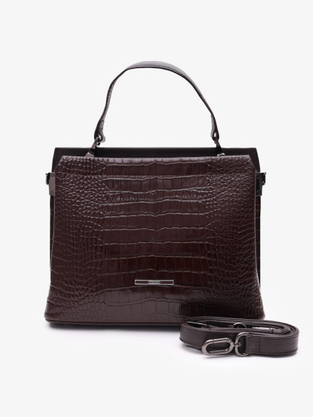 Сумка женская Karya 2427 тёмно-коричневый крокодил Сумка женская Karya 2427 тёмно-коричневый крокодил