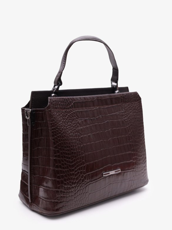 Сумка женская Karya 2427 тёмно-коричневый крокодил