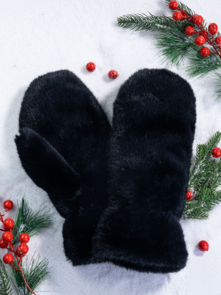 Варежки женские Baggins иск.мех черные Варежки женские Baggins иск.мех черные