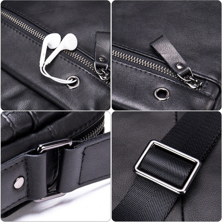 Мужская сумка через плечо 8717 чёрная Мужская сумка через плечо 8717 чёрная