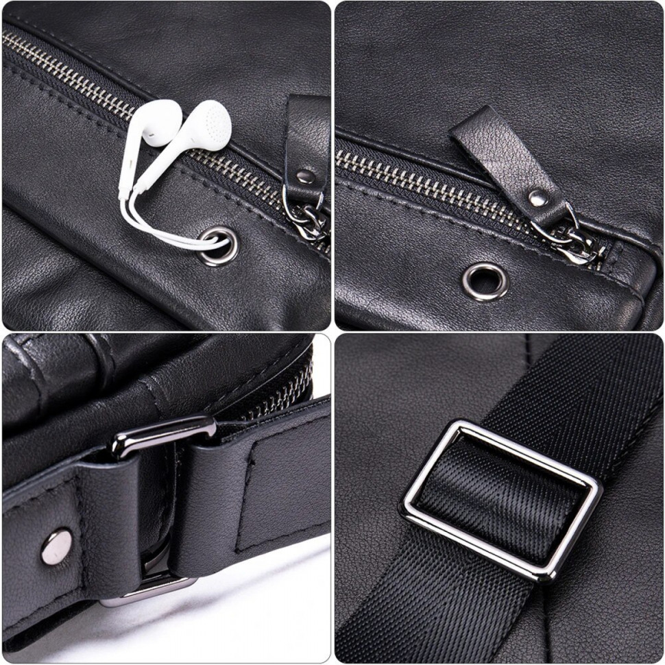 Мужская сумка через плечо 8717 чёрная Мужская сумка через плечо 8717 чёрная