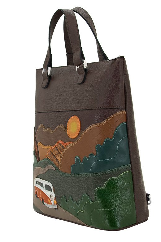 Сумка-рюкзак женская Protege, ДС-506-282 Автомобиль №3 мокко флотер Сумка-рюкзак женская Protege, ДС-506-282 Автомобиль №3 мокко флотер