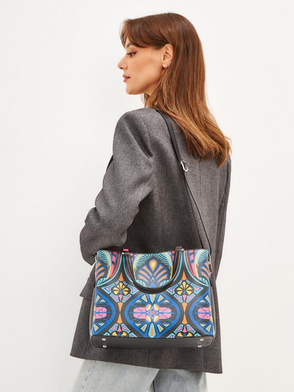 Сумка Curanni, 2520 Cu орнаменто черная