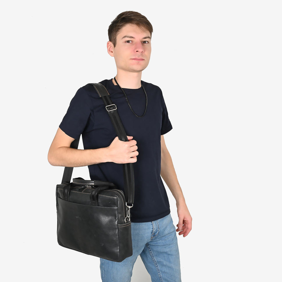 Портфель мужской из кожи Maxsimo Tarnavsky 1023 коричневый коньяк