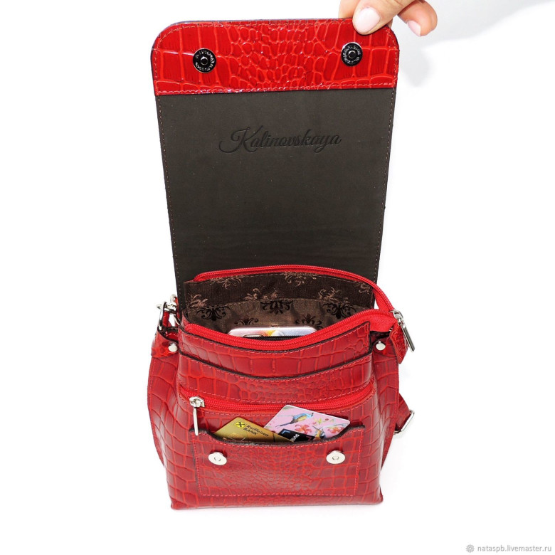 Женская кожаная сумка Natalia Kalinovskaya С 86р.991 красный крокодил