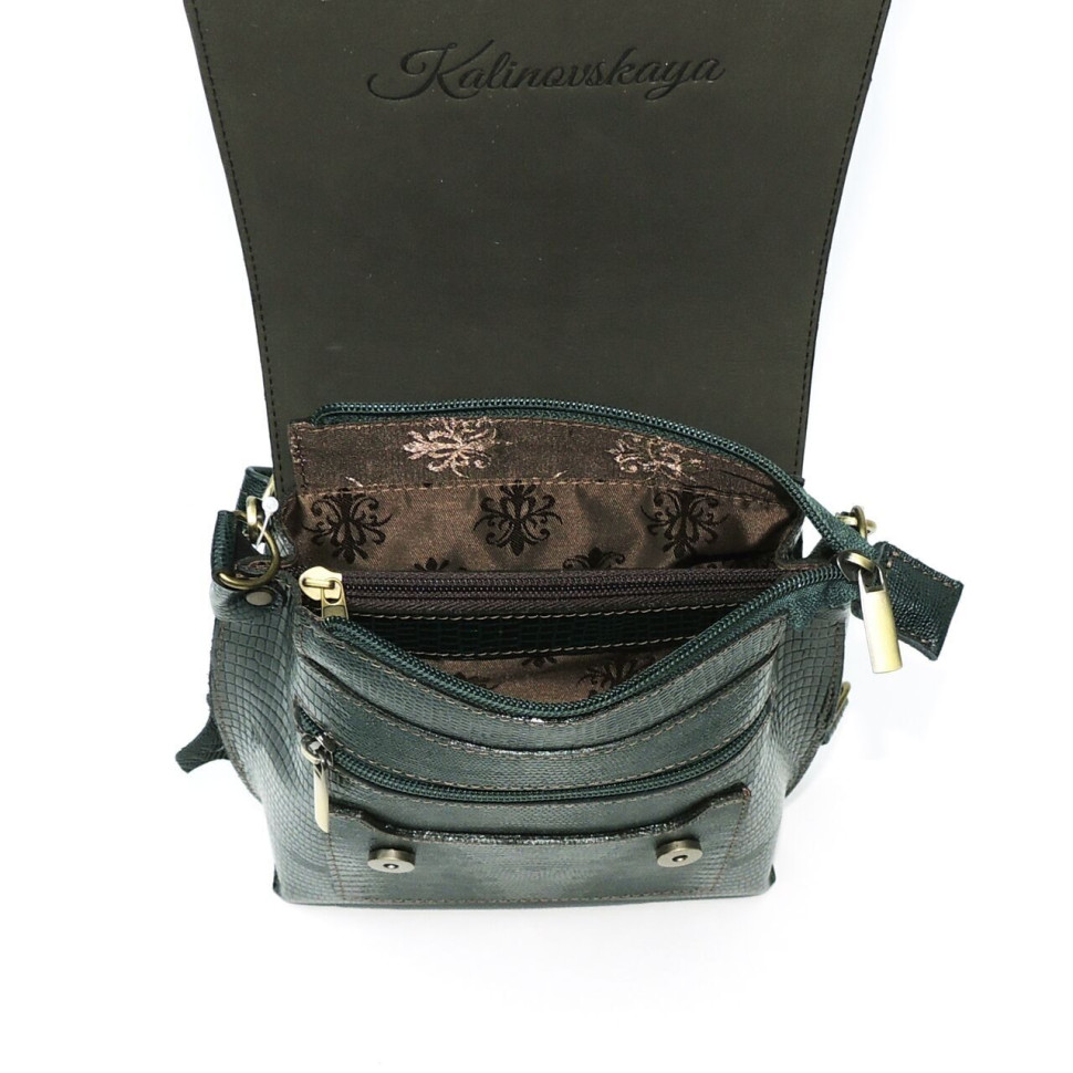 Женская кожаная сумка Natalia Kalinovskaya С86р-932 зелёная рептилия