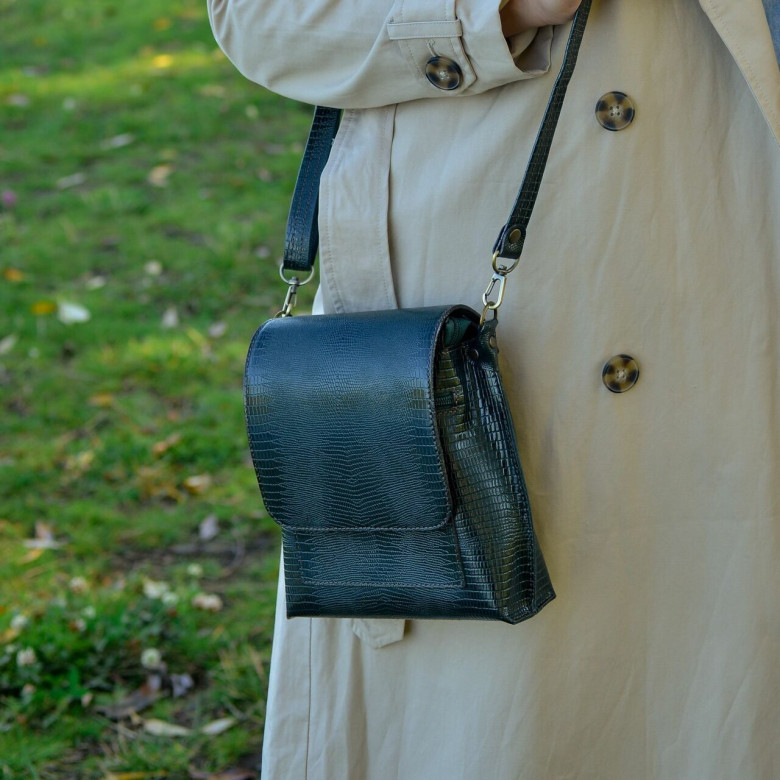 Женская кожаная сумка Natalia Kalinovskaya С86р-932 зелёная рептилия