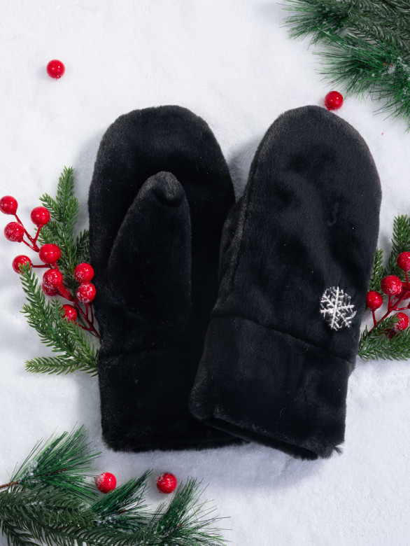 Варежки женская Baggins мех/снежинка