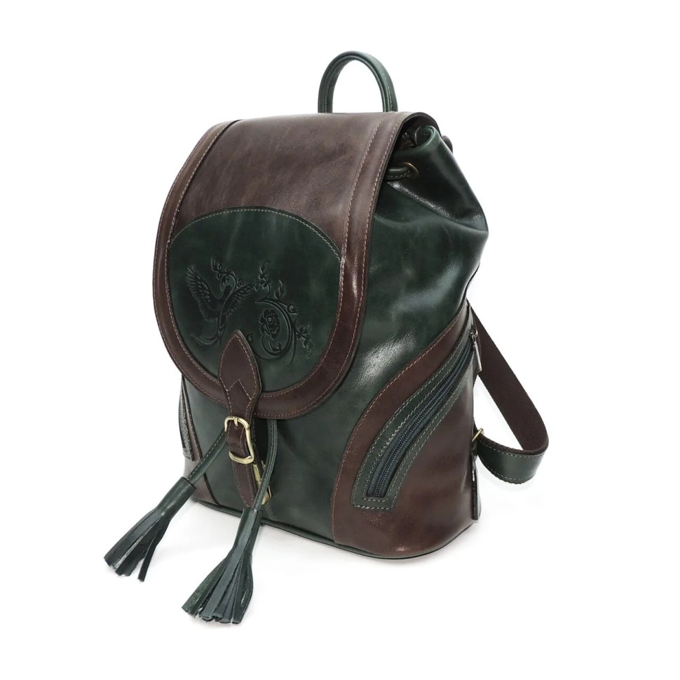 Рюкзак женский Natalia Kalinovskaya, "Стасия" зеленый/коричневый 