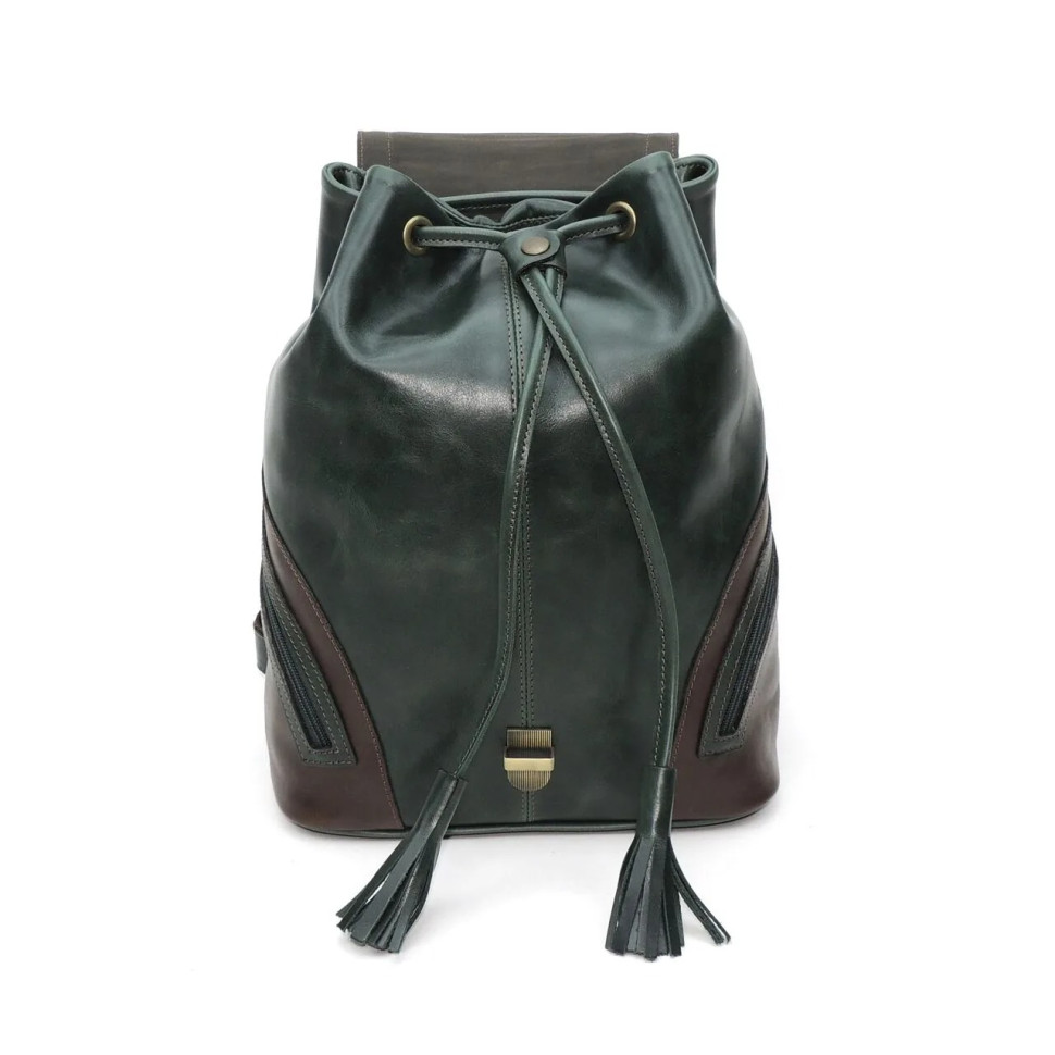 Рюкзак женский Natalia Kalinovskaya, "Стасия" зеленый/коричневый 