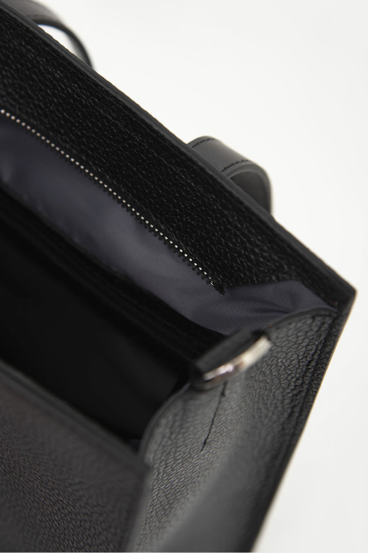 Сумка Protege Ц-594 чёрный флотер+коричневая гладкая Сумка Protege Ц-594 чёрный флотер+коричневая гладкая