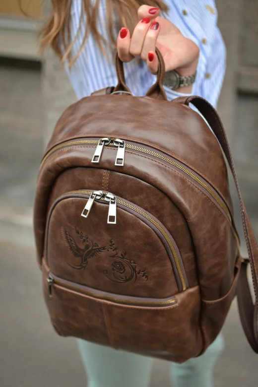 Рюкзак женский Natalia Kalinovskaya, «Эша» коричневый гладкий Рюкзак женский Natalia Kalinovskaya, «Эша» коричневый гладкий