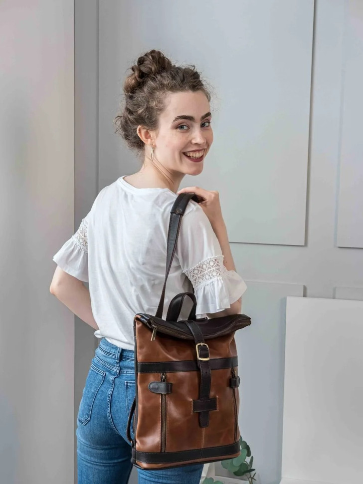 Сумка-рюкзак Natalia Kalinovskaya "Иста" рыжая/коричневая флотер