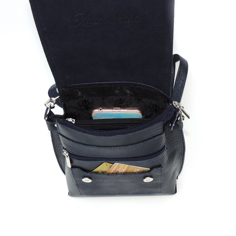 Женская кожаная сумка Natalia Kalinovskaya С86р чёрная рептилия