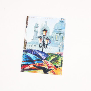 Обложка для проездного Grand, 02-048-018-23 "Вид на собор на фоне ярких зонтов"