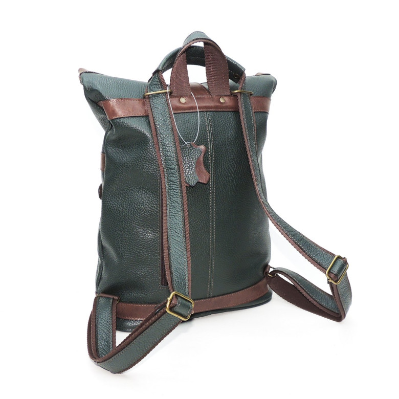 Кожаная сумка-рюкзак Natalia Kalinovskaya "Илайн" зеленая/коричневая